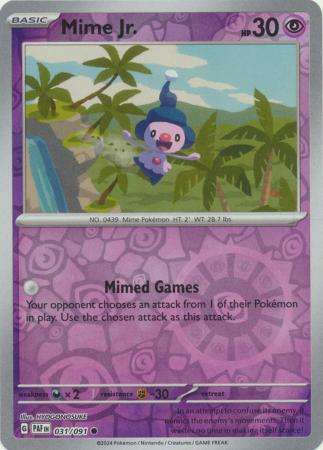 Pokemon Trading Card Game - Mime Jr. - 031/091 - Common Reverse Holo Scarlet & Violet: Paldean Fates