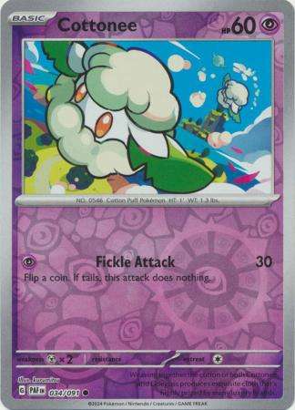 Pokemon Trading Card Game - Cottonee - 034/091 - Common Reverse Holo Scarlet & Violet: Paldean Fates