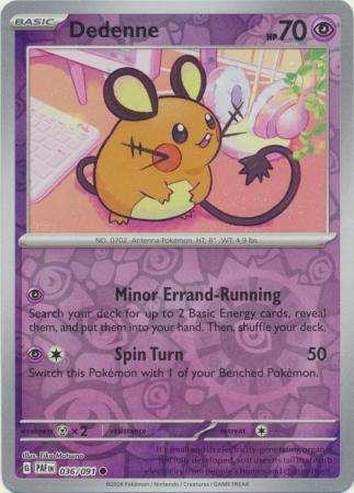 Pokemon Trading Card Game - Dedenne - 036/091 - Common Reverse Holo Scarlet & Violet: Paldean Fates