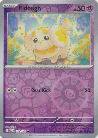 Pokemon Trading Card Game - Fidough - 038/091 - Common Reverse Holo Scarlet & Violet: Paldean Fates