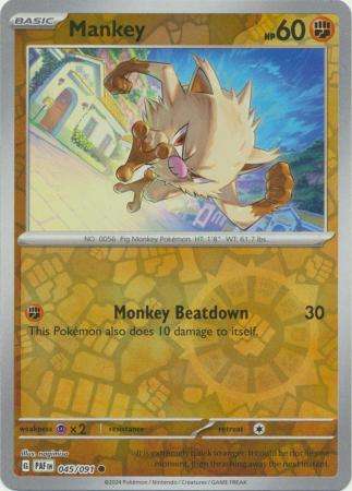 Pokemon Trading Card Game - Mankey - 045/091 - Common Reverse Holo Scarlet & Violet: Paldean Fates