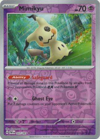 Pokemon Trading Card Game - Mimikyu - 037/091 - Holo Rare Reverse Holo Scarlet & Violet: Paldean Fat