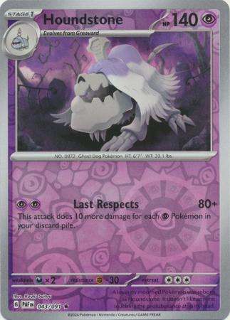 Pokemon Trading Card Game - Houndstone - 043/091 - Holo Rare Reverse Holo Scarlet & Violet: Paldean