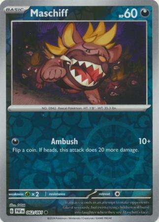 Pokemon Trading Card Game - Maschiff - 062/091 - Common Reverse Holo Scarlet & Violet: Paldean Fates