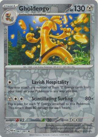 Pokemon Trading Card Game - Gholdengo - 067/091 - Holo Rare Reverse Holo Scarlet & Violet: Paldean F