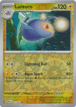 Pokemon Trading Card Game - Lanturn - 021/091 - Uncommon Reverse Holo Scarlet & Violet: Paldean Fate