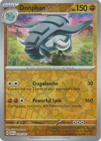 Pokemon Trading Card Game - Donphan - 049/091 - Uncommon Reverse Holo Scarlet & Violet: Paldean Fate