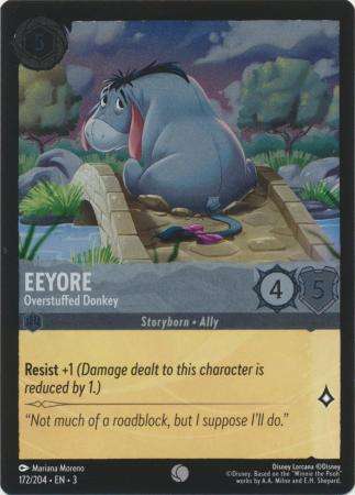 Disney Lorcana Trading Card Game - Eeyore - Overstuffed Donkey - 172/204 - Common Cold Foil Into the