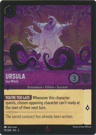 Disney Lorcana Trading Card Game - Ursula - Sea Witch - 59/204 - Rare Cold Foil