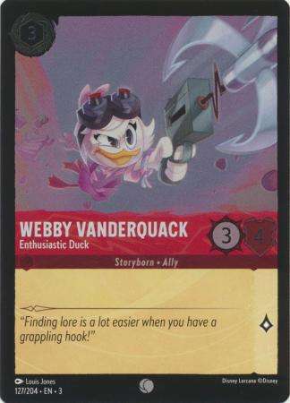 Disney Lorcana Trading Card Game - Webby Vanderquack - Enthusiastic Duck - 127/204 - Common Cold Foi