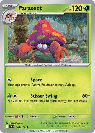 Pokemon Trading Card Game - Parasect - 005/159 - Common - Journey together