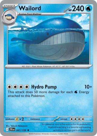 Pokemon Trading Card Game - Wailord - 041/159 - Rare Scarlet & Violet: Journey Together - Holo