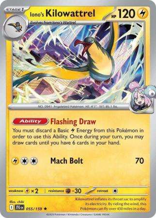 Pokemon Trading Card Game - Iono's Kilowattrel - 055/159 - Rare Scarlet & Violet: Journey Together