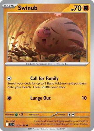 Pokemon Trading Card Game - Swinub - 077/159 - Common - Journey together