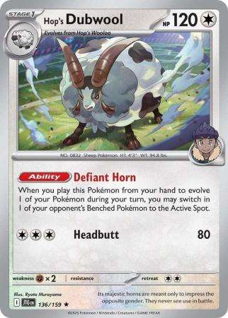 Pokemon Trading Card Game - Hop's Dubwool - 136/159 - Rare Scarlet & Violet: Journey Together - Holo