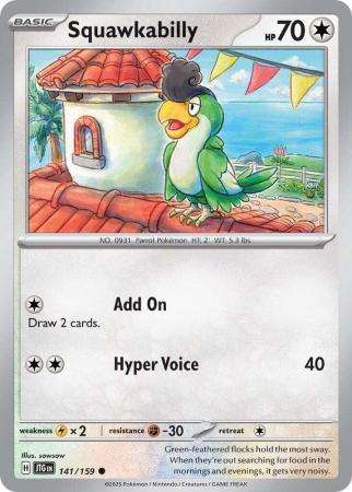 Pokemon Trading Card Game - Squawkabilly - 141/159 - Common - Journey together