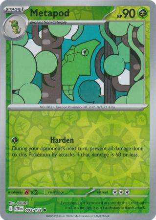 Pokemon Trading Card Game - Metapod - 002/159 - Common Reverse Holo Journey together