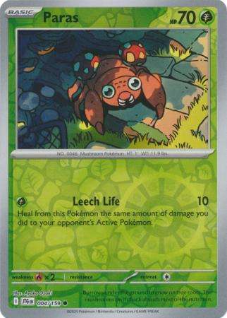 Pokemon Trading Card Game - Paras - 004/159 - Common Reverse Holo Journey together