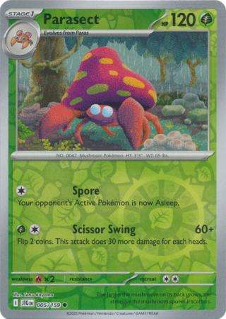 Pokemon Trading Card Game - Parasect - 005/159 - Common Reverse Holo Journey together
