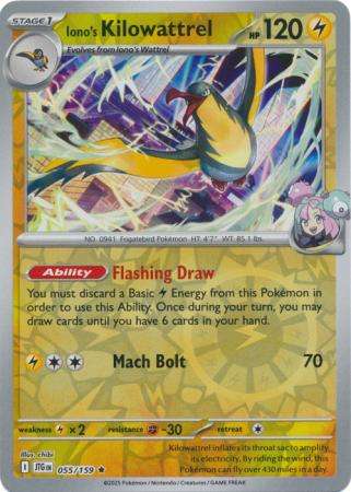 Pokemon Trading Card Game - Iono's Kilowattrel - 055/159 - Reverse Holo Rare Journey together