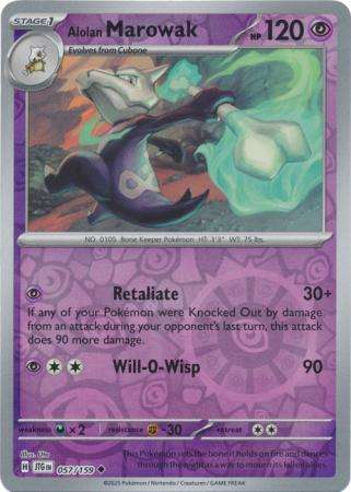 Pokemon Trading Card Game - Alolan Marowak - 057/159 - Uncommon Reverse Holo Journey together