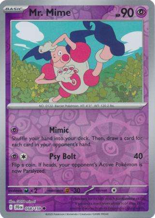 Pokemon Trading Card Game - Mr. Mime - 058/159 - Common Reverse Holo Journey together