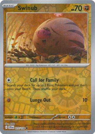 Pokemon Trading Card Game - Swinub - 077/159 - Common Reverse Holo Journey together