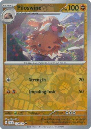 Pokemon Trading Card Game - Piloswine - 078/159 - Common Reverse Holo Journey together