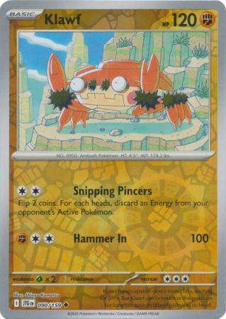 Pokemon Trading Card Game - Klawf - 090/159 - Uncommon Reverse Holo Journey together