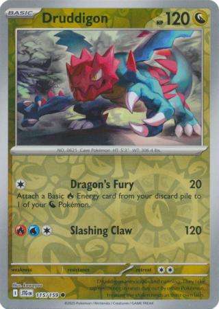 Pokemon Trading Card Game - Druddigon - 115/159 - Common Reverse Holo Journey together