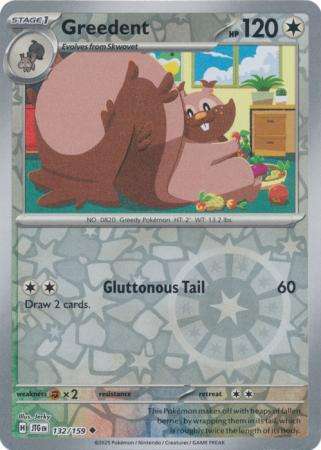 Pokemon Trading Card Game - Greedent - 132/159 - Uncommon Reverse Holo Journey together