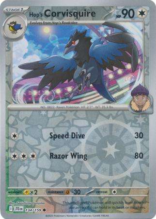 Pokemon Trading Card Game - Hop's Corvisquire - 134/159 - Common Reverse Holo Journey together