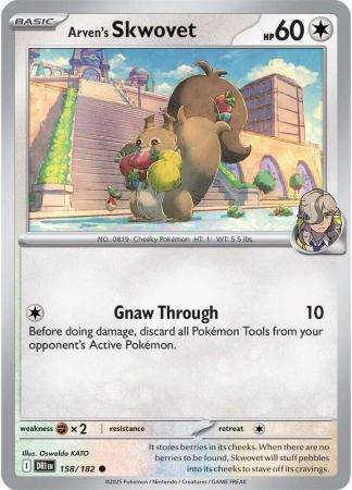 Pokemon Trading Card Game -  Arven's Skwovet - 158/182 - Common Scarlet & Violet: Destined Rivals
