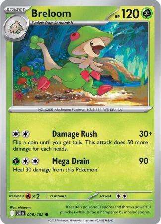 Pokemon Trading Card Game - Breloom - 006/182 - Common - Destined Rivals