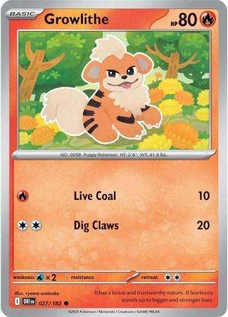 Pokemon Trading Card Game - Growlithe - 027/182 - Common - Destined Rivals