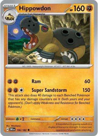 Pokemon Trading Card Game - Hippowdon - 106/182 - Uncommon - Destined Rivals