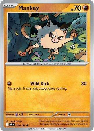 Pokemon Trading Card Game - Mankey - 090/182 - Common - Destined Rivals