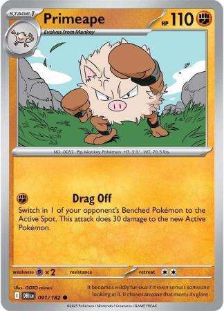 Pokemon Trading Card Game - Primeape - 091/182 - Common - Destined Rivals