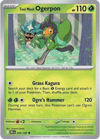 Pokemon Trading Card Game - Teal Mask Ogerpon - 026/182 - Uncommon - Destined Rivals