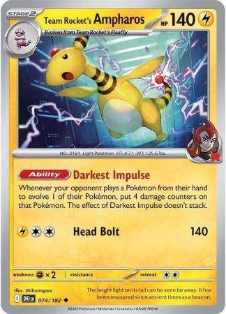 Pokemon Trading Card Game - Team Rocket's Ampharos - 074/182 - Uncommon - Destined Rivals