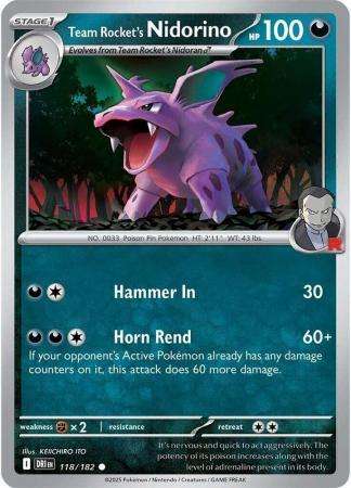 Pokemon Trading Card Game - Team Rocket's Nidorino - 118/182 - Common - Destined Rivals