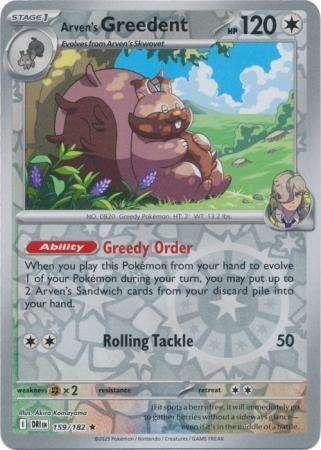 Pokemon Trading Card Game - Arven's Greedent - 159/182 - Reverse Holo - Destined Rivals