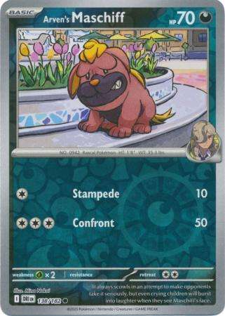 Pokemon Trading Card Game - Arven's Maschiff - 138/182 - Reverse Holo - Destined Rivals
