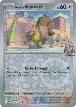 Pokemon Trading Card Game - Arven's Skwovet - 158/182 - Reverse Holo - Destined Rivals