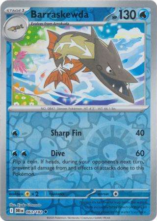 Pokemon Trading Card Game - Barraskewda - 063/182 - Reverse Holo - Destined Rivals