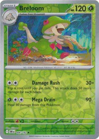 Pokemon Trading Card Game - Breloom - 006/182 - Reverse Holo - Destined Rivals