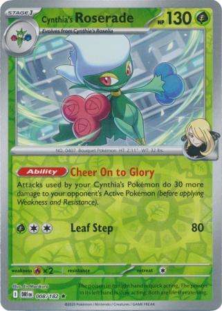 Pokemon Trading Card Game - Cynthia's Roserade - 008/182 - Reverse Holo - Destined Rivals