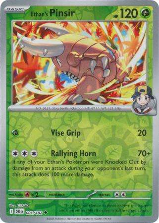 Pokemon Trading Card Game - Ethan's Pinsir - 001/182 - Reverse Holo - Destined Rivals