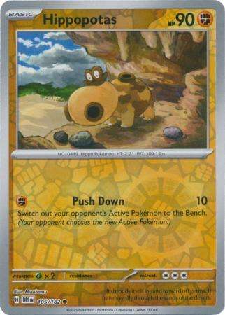 Pokemon Trading Card Game - Hippopotas - 105/182 - Reverse Holo - Destined Rivals
