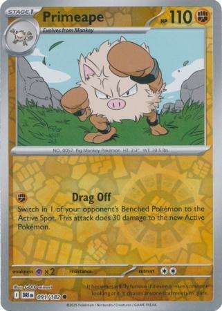 Pokemon Trading Card Game - Primeape - 091/182 - Reverse Holo - Destined Rivals